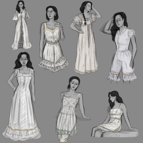 the-skull-guitar:Here’s some sketches of Imelda in various nightgowns and undergarments from roughly