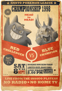 Alternativepokemonart:  Vintage Boxing-Style Poster Of Pokemon Red &Amp;Amp; Blue