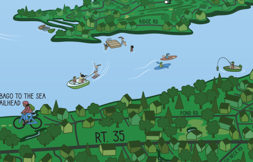  If you’re driving through downtown Windham, Maine, glance over at this Sebago Lake map illust