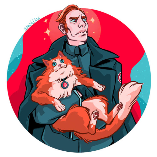 Colored Inktober part 3: So I jumped on that cat bandwagon that General Hux has a cat named Millicen