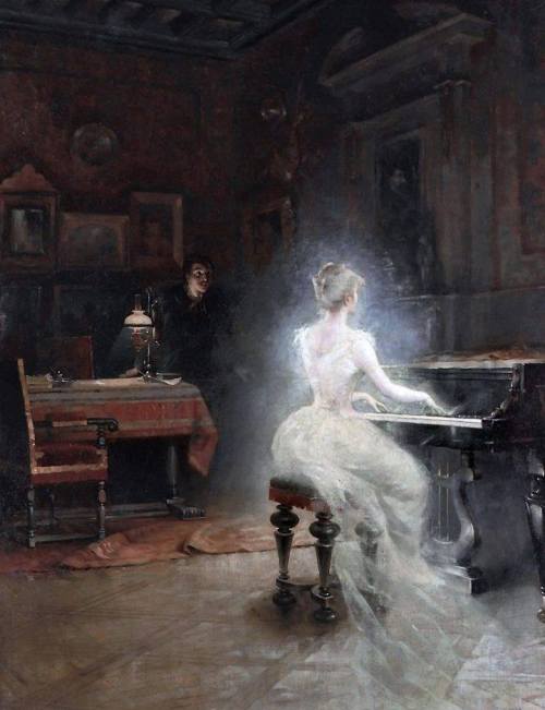 1. Spirit by George Roux (1885).2. A Victorian era “Ghost Photograph,” created with double exposure.