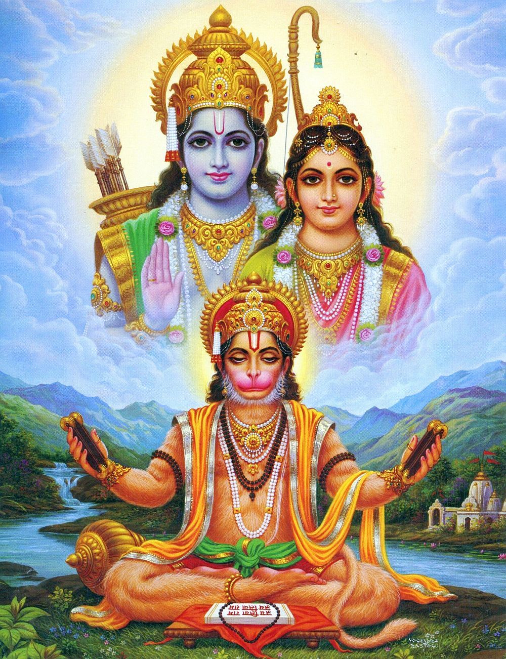 El propietario Gracias Bajo Hindu Cosmos - Hanuman Rama and Sita (via Etsy: EasternImage)