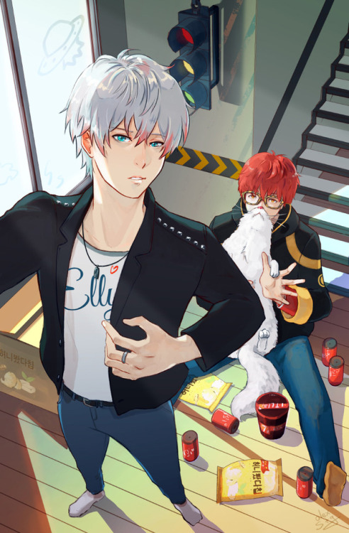 Saeran and Saeyoung illustration for @mm-snapshotszine ♥ Buy prints 