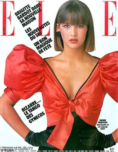 Sophie Marceau photographed by Ron Lynch on the cover of ELLE France, December 1982.