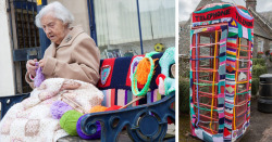 my-wanton-self:  coolthingoftheday:  104-year-old Grace Brett “yarn bombed” her small Scottish town of Selkirk, Scotland, possibly making her the world’s oldest street artist. (Source)  Oh cripes, I’d better not let my Nana see this or our street