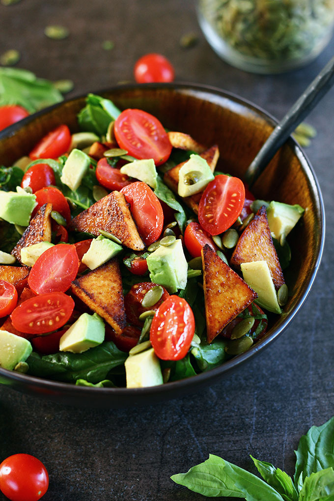 garden-of-vegan:  Tomato Basil Salad with Seasoned Tofu via ilovevegan.com