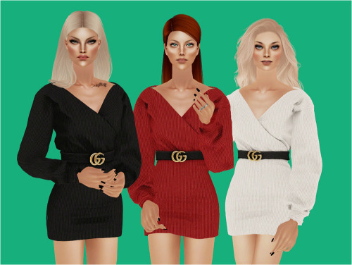  Belted Wrap Dress to TS2! Original meshes&textures by @gorillax3 @gorillax3-cc and you can find