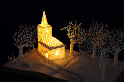 Book sculpture of St Peter&rsquo;s church, Cambridge. www.daysfalllikeleaves.com