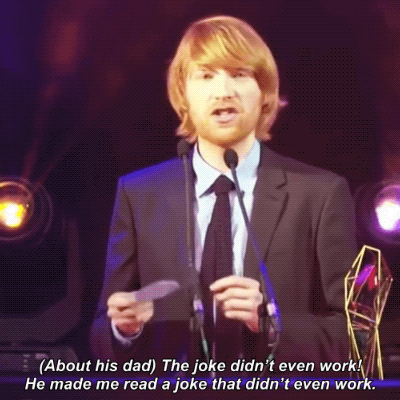 domhnallsonofglee:Domhnall Gleeson at the 2015 BIFAs accepting awards for his father (Best Supportin