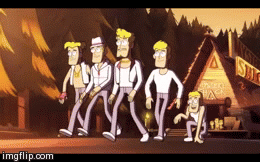 maybeiwasserious:  tannermumm:Since Blendin Blandin returned, I’ve been wondering if we’ll also see these guys again…  Frans the Lilliputtian teaming up Larry King’s wax head equals one of the craziest episodes ever. Two Dipper clones trying