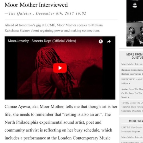 “With her partner, writer and public interest attorney Rasheedah Phillips, @moormother develop