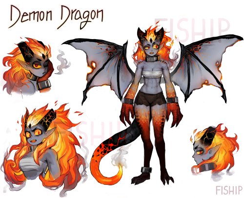 Demonic Dragon design.. spooky..adopt her here! https://www.deviantart.com/matilda-fiship/art/Demon-