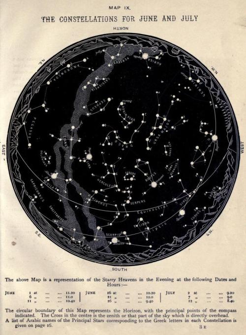 heaveninawildflower: The Constellations for June and July. Illustration from ‘The Constellatio