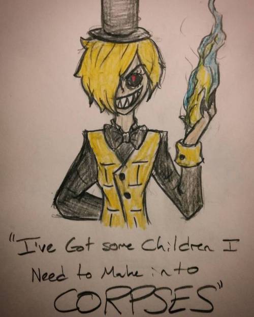 Humanized Bill Cipher from Gravity Falls. I don’t really watch Gravity Falls, but I decided to draw this after hearing that quote.  #gravityfalls #Billcipher #Humanized #gijinka #pencildrawing #colouredpencil