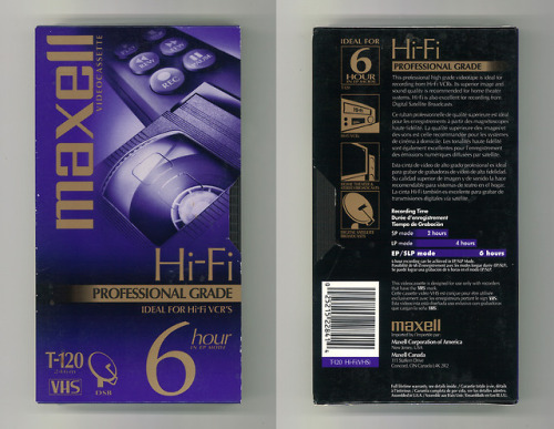 vaultofvhs:Maxell Hi-Fi Professional Grade T-120 6 Hour VHS Videocassette Tape