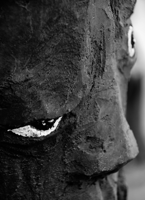  Closeup of statue outside of art gallery in Chiang Mai, Thailand. 