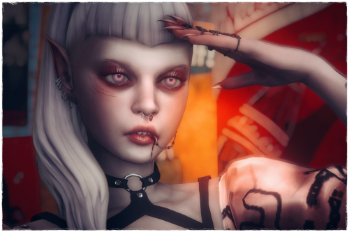 SilvieThe cutest albino vampire❤ Hair by @simcelebrity00  / Dress by @serenity-cc / Harness by @regi