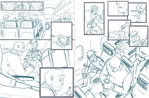 MA graphic novel pencils- GUYS MEVER SET A PROLONGED SCENE ON AN AEROPLANE OMG.