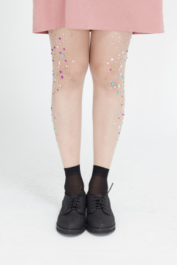 thewhitepepper:  Gem Sparkle Tights NudeLace-up Sparkle Brogue Black  by THE WHITEPEPPER Like us on Facebook  