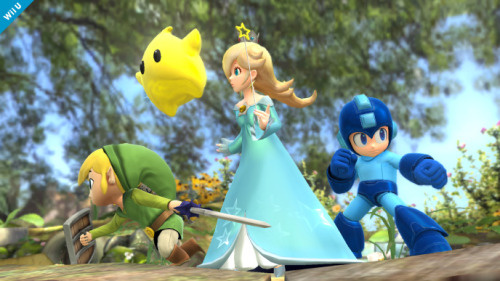 supersmashbrospics:Rosalina &amp; Luma Launch Into Battle!Rosalina is starting right at Peach&rsquo;