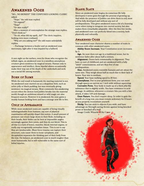 A cleaned up version of the Awakened Ooze. I had made the original on my laptop, and wasn’t used to its keyboard. My bad.  #dnd#d&d #dungeons and dragons #5e#homebrew#tabletop#player options#playable race#awakened ooze#edit