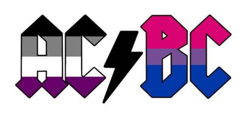 theragnarokd:[the letters AC in asexual flag colors, a black lightning bolt, and the letters BC in b
