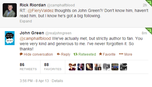 That Moment When John Green and Rick Riordan Talk To Each Other On Twitter