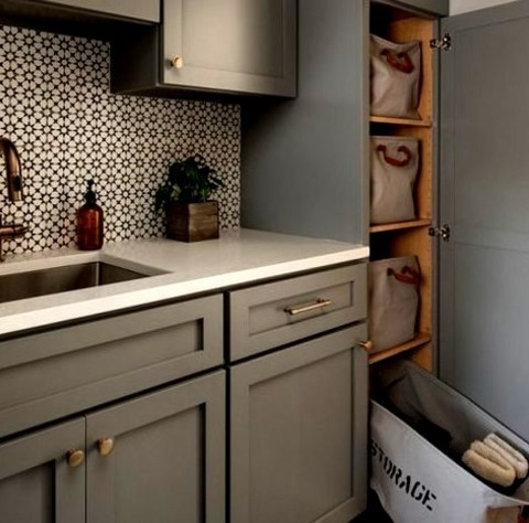 Laundry Multiuse In ChicagoInspiration For A Mid-sized, Transitional, Single-wall Utility Room Remodel