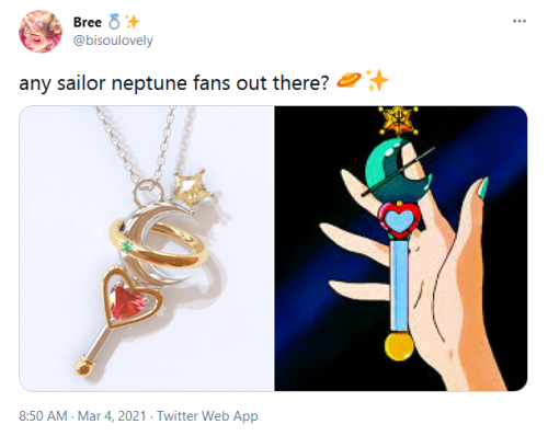 Magical Girl jeweller Bisou Lovely teased this Sailor Neptune-inspired necklace on their Twitter acc