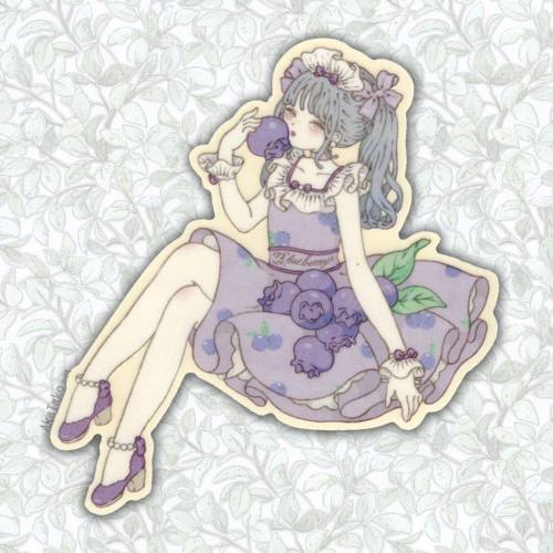 Kira Imai BLUEBERRY sticker is just over 4" wide. She was also featured in the 2021 wall calend