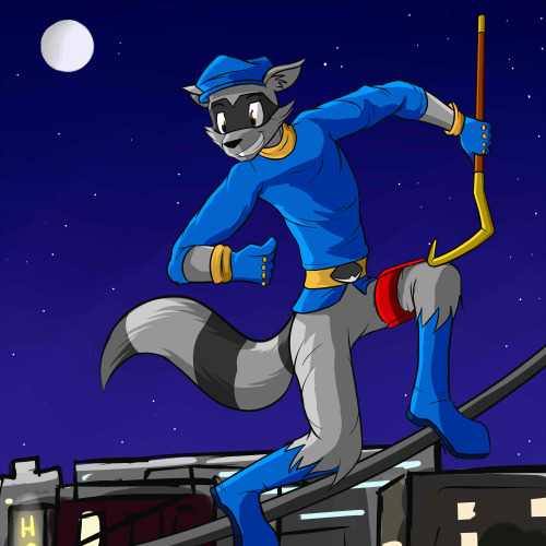 Sly Cooper - Rail Slide Finally played the first Sly Cooper game, so I decided to draw him, something SFW for once.  If you care to hear my thought’s on the game, check the read more.  So this game came out ~13 years ago in 2002, and I finally