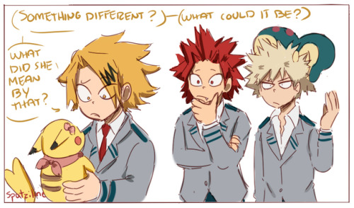 spatziline: BNHA POKEMON AU! And of course, a Kaminari comic for you @flipywaterboy ;) hope you like