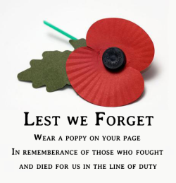 cindacry:  In Flanders fields the poppies blow      Between the crosses, row on row,   That mark our place; and in the sky   The larks, still bravely singing, flyScarce heard amid the guns below.We are the Dead. Short days agoWe lived, felt