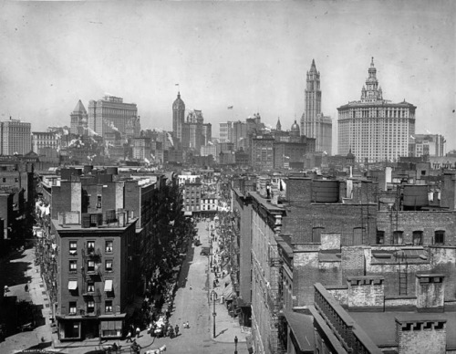 New York Skyline from the Manhattan Bridge, New York City, 1914.