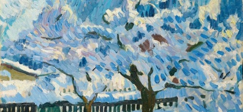 volopindarico:  «Non so come stremata tu resisti in questo lago d’indifferenza ch’è il tuo cuore.»– Eugenio Montale.(Giovanni Giacometti, dettaglio di “Giardino d’inverno”).