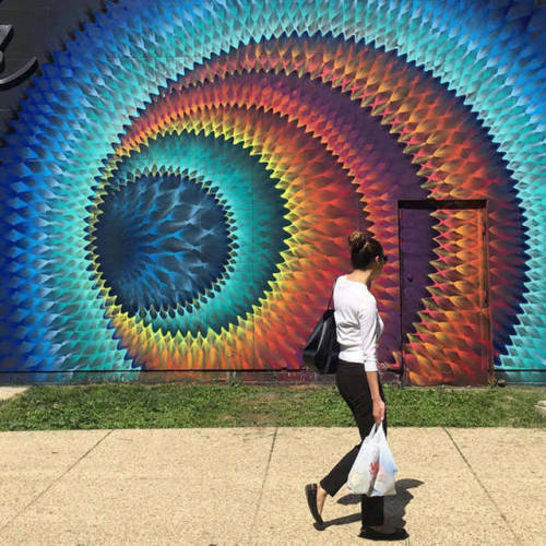 sixpenceee: Transforming boring building facades into vibrant kaleidoscopic murals is all in a days 