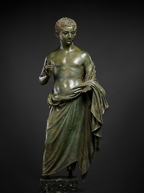 historyfilia:   Bronze statue of an aristocratic boy  Roman:  27 B.C.–A.D. 14