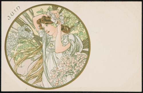 heaveninawildflower: ‘June’ by Alphonse Maria Mucha (1860–1939). Colour lithograph. Printer F. Champ