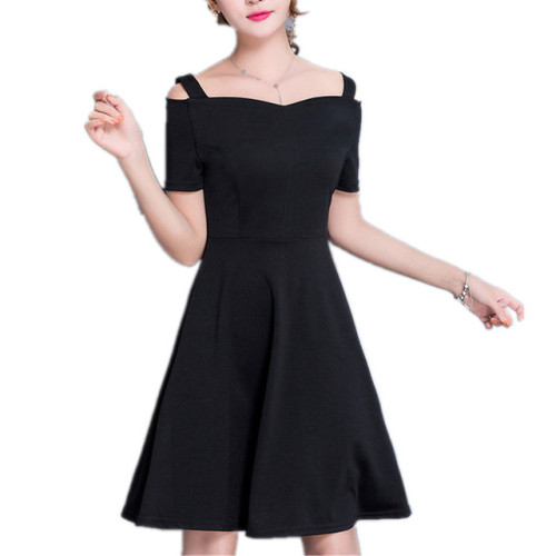 fashionlover3197: Hepburn Style Simplee Short Black vintage short dress women Off shoulder short sle