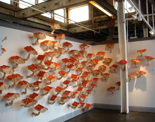 archiemcphee:  Look closely, these frilly mushrooms are made of books. Although they look like something Alice might’ve encountered during her adventures in Wonderland, they’re the creation of Chicago-based visual artist Melissa Jay Craig. Entitled