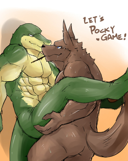 9kitsune:  Nasus x Renekton Pocky Game  Artist: 沃  