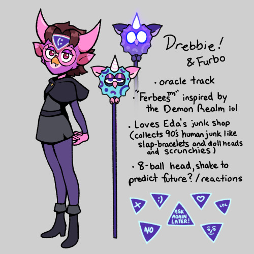 Hiiii I’m late to the party but I made an Owl House sona! Drebbie is a ferbee™ person with an 