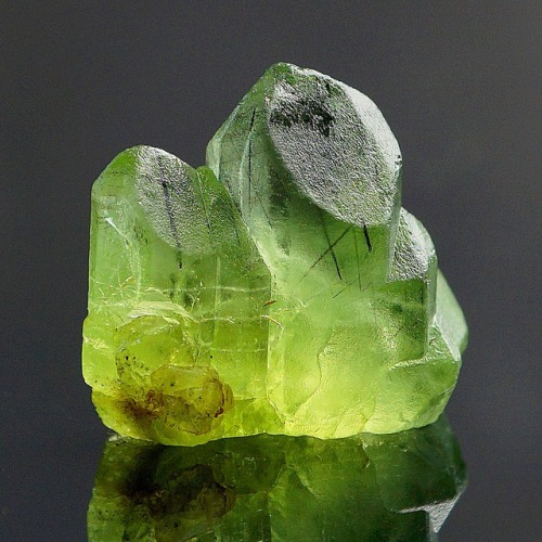 bijoux-et-mineraux:Peridot with Ludwigite inclusions - Soppat, Kaghan Valley, Kohisthan, Pakistan