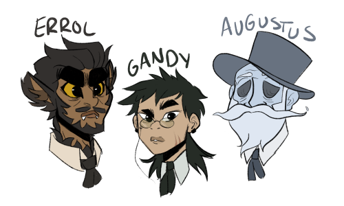 theatricuddles: moonfallgazebo:the Dust trio [ID: Headshots drawn of Augustus, Errol, and Gandy from