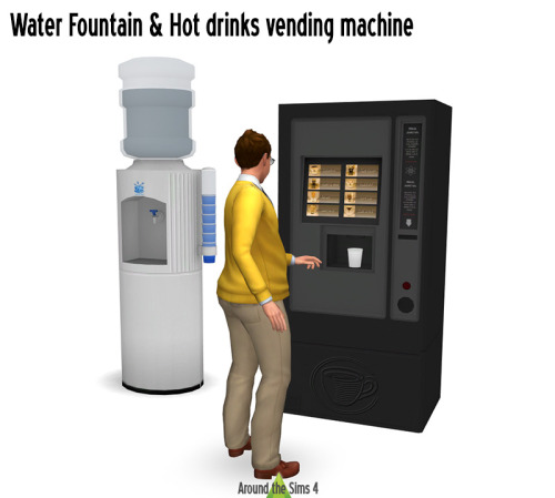 aroundthesims:Around the Sims 4 | Water fountain & Hot drink vending machine (& dying comput