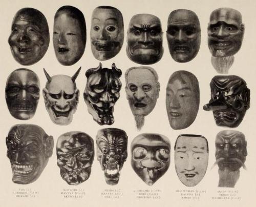 the-two-germanys: Masks of the Nō theatre.Legend in Japanese Art; a description of historical episod