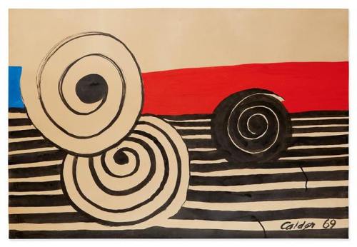 colin-vian: Alexander Calder (1898 - 1976) - ‘Spirals, two white ome black’, 1969