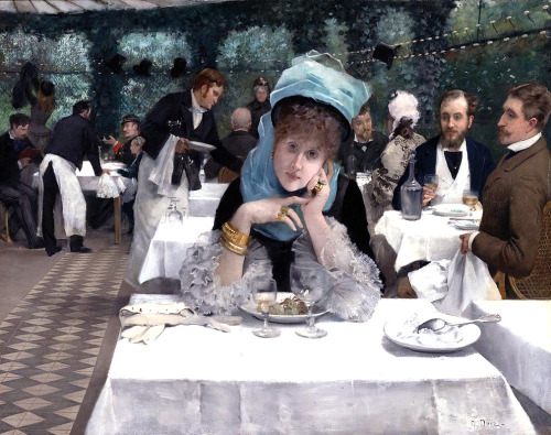At the Restaurant le Doyen, Paris by Ernest Ange Duez (1843-1896)