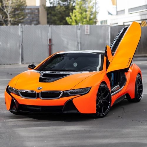 Matte Orange BMW i8 on 22” Giovanna Haleb Wheels by @ncautogj#giovannawheels #giovanna #wheelporn 