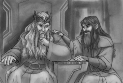 lissinator:  commission for pimp-under-the-mountainOlder-king-under-the-mountain-Fili and advisor Kili. Kili finally has the beard he’s always wanted 